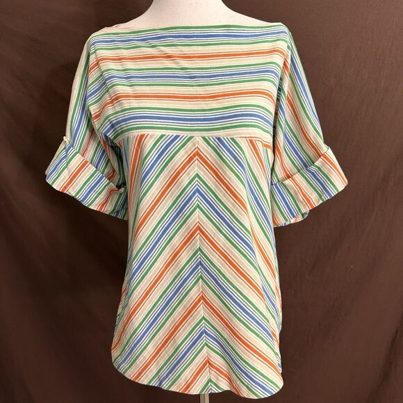 vintage 70s Donnykenny Stripe  Boat Neck Top size Large - Picture 1 of 6